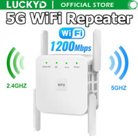 Luckyd Bộ lặp WiFi 5GHz Bộ mở rộng WiFi không dây Bộ khuếch đại WiFi 1200Mbps Bộ khuếch đại WiFi tầm xa 802.11N Bộ tăng cường tín hiệu WiFi 2.4G Tương thích với PC Laptop Máy tính bảng MacBook