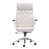 LUCKYERMORE White Office Chair Ergonomic Leather High Back Heavy Duty Executive Chairs Adjustable Lock Position 360 Degree Swivel