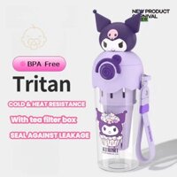 【LUCKY】Kuromi Phim Hoạt Hình Trẻ Em Bình Nước Nhựa Di Động Ống Hút Cốc Nước Cô Gái TRITAN Cốc Nước 500ml