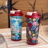 【LUCKY】MAGRACE bình giữ nhiệt cốc inox 316 cốc đôi uống phích cà phê cốc ống hút 500ml