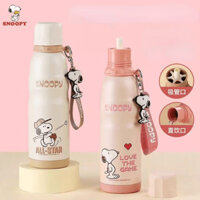 【LUCKY】SNOOPY bình giữ nhiệt cốc bằng thép không gỉ 316 di động thể thao ấm đun nước trẻ em trường bình giữ nhiệt ấm siêu tốc chống rơi bảo quản lạnh cốc ống hút cốc 600ML