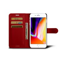 Lucrin - Flip case for iPhone 8 Plus / 7 Plus - Red - Genuine Leather