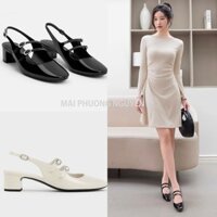 [LÙI SIZE] Giày búp bê nữ mary jane Slingback guốc gót vuông mũi tròn quai hậu 2 quai ngang cnk Haidyn store [2244]