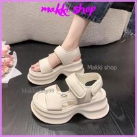 [Lùi size] Sandal nữ đế cao 7cm, sandal nữ quai dán đế bằng (hàng QC full hộp)