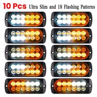 Luixxuer 10pcs Emergency Strobe Lamps 12-LED Surface Mount Flashing Lights for Truck Car Vehicle Waterproof LED Emergency Beacon Hazard Warning lig...