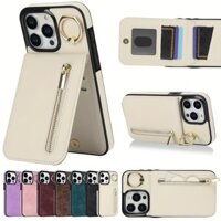 Lulusy Ốp lưng Điện thoại giả da cổ điển cho Iphone 15/14/13/12/11 Pro Max 13 Mini 12 Mini XS Max XR 7/8 Plus vỏ bọc chống sốc thời trang kèm nhẫn Ốp bảo vệ