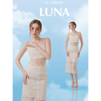 LUNA SET | LATRESOR | SET ÁO CROPTOP REN HAI DÂY CHÂN VÁY DÀI HAI LỚP