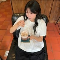 Luna Vintage Áo babydoll cổ sen buộc nơ ulzzang ngắn tay,áo nữ kiểu dáng Hàn Quốc