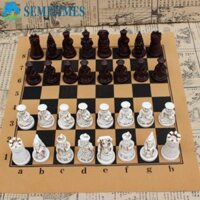 Lunaedge Cờ vua cổ, Bộ cờ vua nhân vật Trung Quốc cổ đại giống như thật, Trò chơi cờ vua Bàn cờ bằng da bằng nhựa giả Qing Bing Hình cờ vua Người lớn Trẻ em