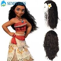 Lunaedge Halloween Cosplay Tóc Giả, Tổng Hợp Xoăn Moana Tóc Giả, Sân Khấu Hoa Tự Nhiên Mũ Nâu Dài Sóng Tóc Giả Bé Gái