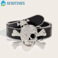 Lunaedge Kim Cương Giả Đầu Lâu Thắt Lưng, Bộ Xương Thanh Niên Đinh Tán, Retro Cá Tính Quần Trang Trí Ngọt Ngào Mát Pu Dây Thắt Lưng Trang Trí Đầm