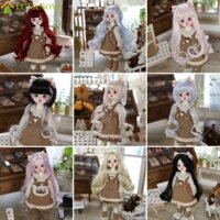 Lunanov Bjd Doll Tóc Giả, Tóc Xoăn Nhiều Màu Bjd SD Doll Hair, Tóc Giả Handmade Dễ Thương Sợi Nhiệt Độ Cao Bjd Tóc Giả Phụ Kiện Quà Tặng Trẻ Em