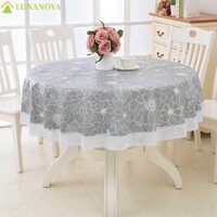 Lunanov Vỏ Bàn Phong Cách Hoa Nhựa PVC Bàn Ăn Tròn Vải Chống Dầu Lau Được Trang Trí Nhà