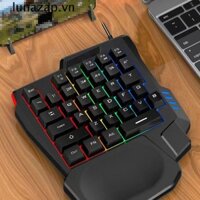 Lunazap Bàn Phím Một Tay, Bàn Phím Tay Đơn Dạ Quang Mini, USB Di Động Có Dây 35 Phím Bàn Phím Cơ Chơi Game Điện Thoại Thông Minh