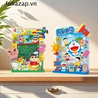 Lunazap Crayon Shin-Chan Khối Xây Dựng, Đồ Chơi Mô Hình Tủ Lạnh Doremon Xếp Hình Gạch, Đồ Chơi Lắp Ráp Kawaii Anime Ngoại Vi Phim Hoạt Hình Doremon Khung Hình Đồ Chơi Trẻ Em