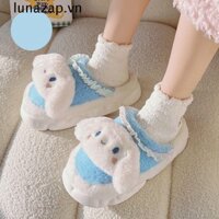 Lunazap Dép Hoạt Hình Nữ, Kawaii Nhung Sang Trọng Dép Kuromi, Dễ Thương Che Ngón Chân Lông Chống Trơn Trượt Sang Trọng Búp Bê Dép Nữ