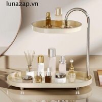 Lunazap Giá đựng đồ trang điểm 2 lớp, Kệ đựng mỹ phẩm dung tích lớn bằng nhựa, Tiết kiệm không gian đa chức năng Chống thấm nước Đồ trang sức chống ẩm Phòng tắm