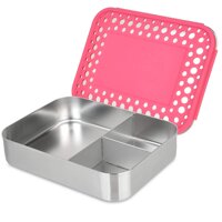 LunchBots Large Trio Stainless Steel Lunch Container -Three Section Design for Sandwich and Two Sides - Metal Bento Lunch Box for Kids or Adults - ...