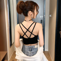 Lưng Đẹp Lưng Ngắn Camisole Nữ Ống Top Không Dây Thể Thao Yoga Quần Lót Quấn Ngực