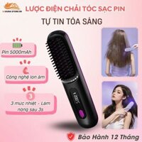 Lược điện duỗi tóc thẳng, bóng mượt có ion âm không gây khô tóc, Lược điện chải tóc đa năng pin sạc tiện lợi