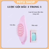 Lược gội đầu tích hợp sillicon rửa mặt - Làm sạch da mặt đặc biệt ở vùng mũi, massage da đầu