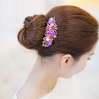Lược Kẹp (Cặp) Tóc Cao Cấp - Ghim Xược Tóc Nữ Đẹp Đính Đá Màu Hồng Tím - Mã KDD024