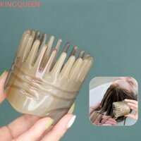 Lược Massage KINGQUEEN Ox Horn, Lược dầu gội sừng bò đen Bàn chải mát xa da đầu răng rộng, Gua Sha Trị liệu thư giãn Kinh tuyến cạo sừng trâu Lược kinh tuyến