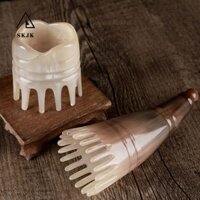 Lược Massage SKJK Ox Horn, Lược Dầu Gội Kinh Tuyến Cạo Bàn Chải Massage Da Đầu Răng Rộng, Trị Liệu Thư Giãn Sừng Bò Đen Chống Tĩnh Điện Sừng Trâu Lược Kinh Tuyến Dụng Cụ Chăm Sóc Tóc