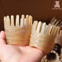 Lược Massage sừng bò RERBRTY, Gua Sha Meridian Scrapping Bàn chải mát xa da đầu răng rộng, Trị liệu thư giãn Dầu gội chống tĩnh điện Lược sừng trâu Lược kinh tuyến Làm sạch tóc