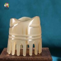 Lược Massage TIEZI Ox Horn, Lược Dầu Gội Kinh Tuyến Cạo Răng Rộng Bàn Chải Massage Da Đầu, Kích Thích Sừng Bò Đen Chống Tĩnh Điện Sừng Trâu Lược Kinh Tuyến Nữ
