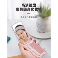 Lược mini cầm tay có gương cho phụ nữ, bộ hai trong một, gương trang điểm dễ thương có thể gập lại cho tóc mái