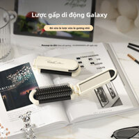 Lược mini cầm tay màu trắng sữa, lược gập có gương, đệm túi khí tích hợp, lựa chọn lược