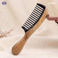 Lược răng thưa gỗ Thơm ghép với sừng  (Size: XL-19,5cm) răng siêu đẹp - COH261