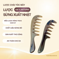 Lược Sừng  [COH147] Răng Thưa Massage Chuôi Trơn Giúp Lưu Thông Khí Huyết