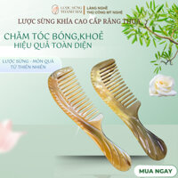 Lược sừng răng thưa khứa cao cấp, lược chải tóc gỡ rối giảm gãy rụng và chẻ ngọn, tách rối hiệu quả