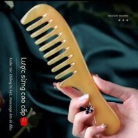 Lược Sừng Trâu Trắng Lược Răng Rộng Dày Chống Tĩnh Điện Lược Răng Lớn Xoăn Perm Nữ Tóc Dài Hộ Gia Đình Nam Lược NSN