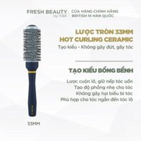 Lược tròn đặc biệt tạo kiểu lọn xoăn, gợn sóng tạo độ phồng tốt cho tóc ngắn BRITISH M Hot Curling Ceramic Brush 33mm