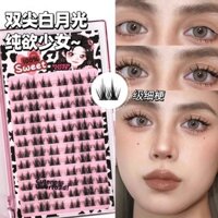 Luodou Pure Desire Lông mi giả hai đầu màu trắng ánh trăng, thân đen mỏng, dày đặc, kiểu Barbie nhỏ, kiểu sandwich quỷ, tự nhiên, lười biếng cho người mới bắt đầu