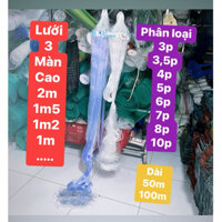 Lưới bắt cá 3 màn Thái Lan, lưới viền gân dài 50/100m, cao 70p, 1m, 1,2m,1,5m 2m Fishing Đi Câu