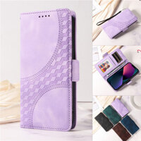 Lưới Bầu Trời Đầy Sao iPhone 15 16 Pro Max Plus SE4 2024 PU Retro Bao Da Giá Đỡ Từ Tính Dây Ngắn Bảo Vệ