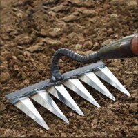 LƯỠI CÀO LÀM CỎ ĐA NĂNG, bồ cào sắt 6 răng làm đất cào cỏ lúa thép dầy nhọn