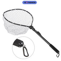 Lưới Câu Cá Cao Su Yesfashion Với Tay Cầm Cực Hợp Kim Nhôm Kính Thiên Văn 1.48ft-2.79ft, Cần Câu Cá Với Carabiner Phát Hành Từ Tính Cho Thuyền Kayak Canoe