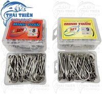 Lưỡi Câu Minh Tuấn Hộp Đỏ, Vàng Chất Liệu Inox Dùng Câu Biển, Giăng Cắm Cá Lươn Ếch Hộp 100 Cái