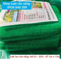 Lưới che nắng Thái Lan Xanh 2m x 15m - Độ phủ 50%