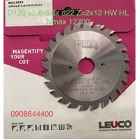 Lưỡi cưa nhỏ hiệu Leuco sx tại Đức trên máy cưa bàn trượt cắt ván công nghiệp D120x 2.8/3.6x d22, Z=12+12 răng