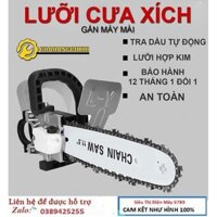 Lưỡi cưa xích gắn máy mài, có chắn và cha dầu tự động