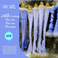 Lưới đánh cá 3 màn cao 2m, 3m chiều dài 80m . 3,5phân,4phân,4,5phân,5phân,6phân,7phân,8phân,10phân ,12phân.