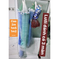 Lưới đánh cá 3 màn Thái Lan, lưới bắt cá, chiều cao 2m, 1,5m, 1,2m.. chiều dài 45/50m, có nhiều phân loại