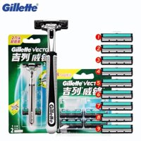Lưỡi dao cạo râu hai lớp Gillette Vector 2 1 tay cầm dao cạo + 10 lưỡi dao cạo dành cho nam Máy cạo râu râu