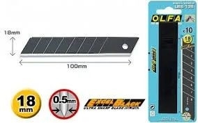 Lưỡi dao cắt màu đen 18mm Olfa LBB-10B hộp 10 lưỡi